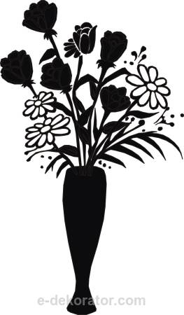 Wazon z kwiatkami - naklejki scienne - szablon malarski - kod ED490